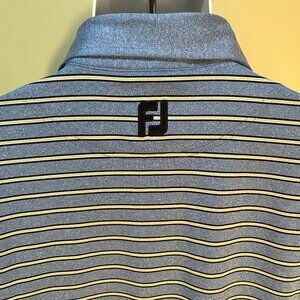 FootJoy FJ Men's blue and white striped short sleeve golf polo shirt Large L EUC